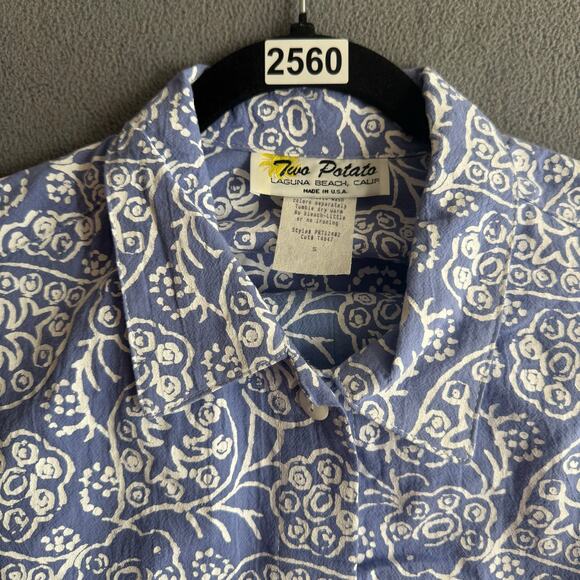 Vintage NOS 80s 90s Two Potato Resort Wear Button Down Shirt + Shorts Set S Blue - Picture 9 of 9